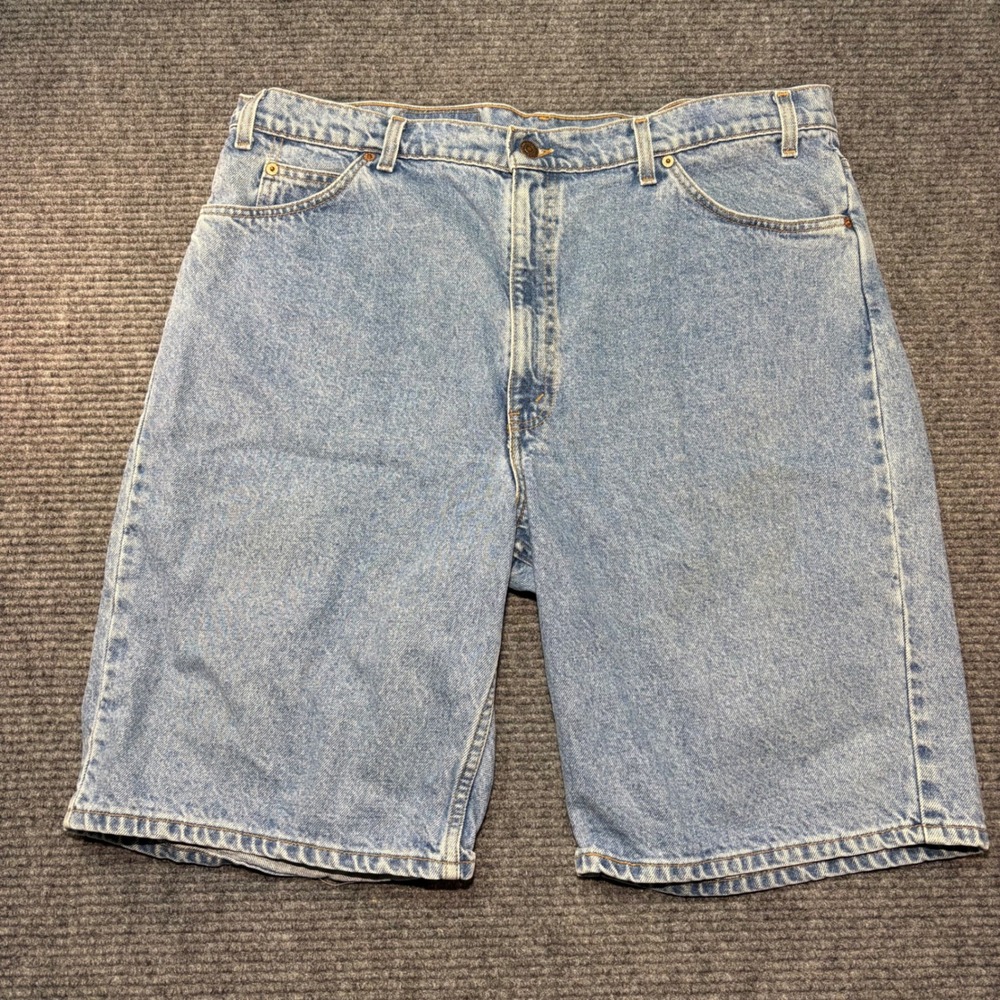 Levis 550 Relaxed Fit Denim Short Mens 42 Light Wash Orange Tab 36550-0214 Jorts